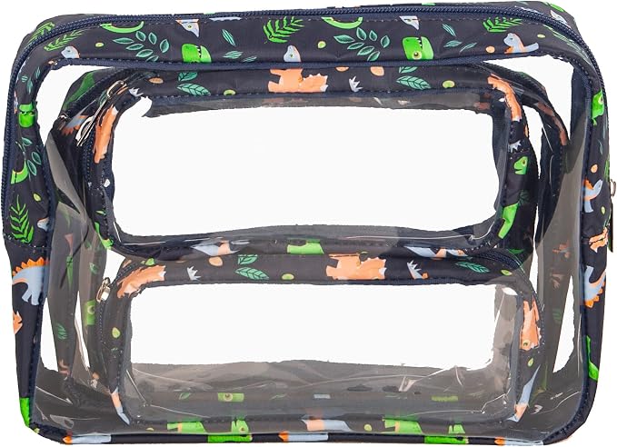 Remobia Hicol TSA Approved 5-Piece Diaper Bag Organizer Pouch Set Clear Waterproof TPU Kids Toiletry Storage Set Travel Packing Clutch Cube Bags for Baby Nursing(Dinosour) - Image 7