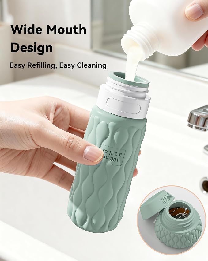 Travel Bottles for Toiletries Silicone Travel Size Containers 3.4oz 1.7oz | Travel Essentials TSA Approved Leakproof Refillable Squeeze Bottles with Labels/Clear Bag for Shampoo, Conditioner, Creams - Image 5