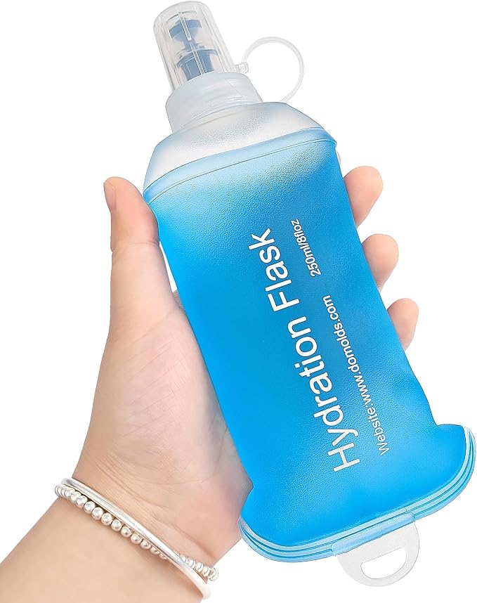 GUYI GYGYL Soft Flask, Collapsible Water Bottle for Sports, 250ml Blue | TPU Collapsible Water Bottle for Hydration Pack, Running Vest, Leak-Proof Folding Bottle for Hiking Cycling Climbing Jogging by GUYI