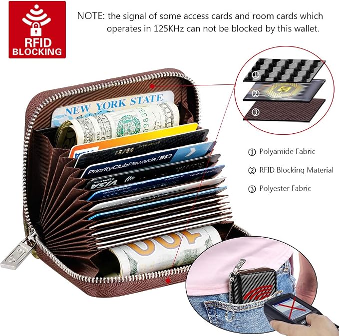 FurArt Zipper Wallet Women RFID Credit Card Holder keychain Wallet | ID Window RFID Blocking Compact Small business 15/16 slots - Image 5