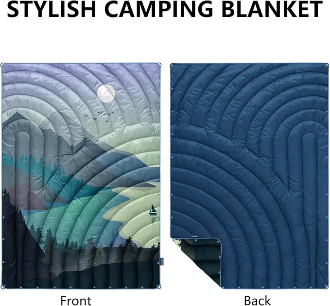 Puffy Camping Blanket,Large Camp Blanket Outdoor Camping Quilt Waterproof | Lightweight Printed Warm Packable Down Alternative Blanket for Camping,Traveling, Stadium, Hiking, Picnics - Image 2
