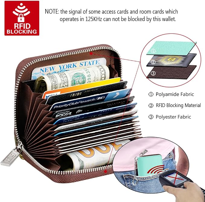 FurArt Zipper Wallet Women RFID Credit Card Holder keychain Wallet | ID Window RFID Blocking Compact Small business 15/16 slots - Image 5