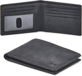 Real Leather Mens Bifold Wallet RFID Blocking Slim Minimalist Front Pocket - Thin & Stylish with ID Window in Gift Box (Crazy Horse, Black) by WiseOwlAccessories