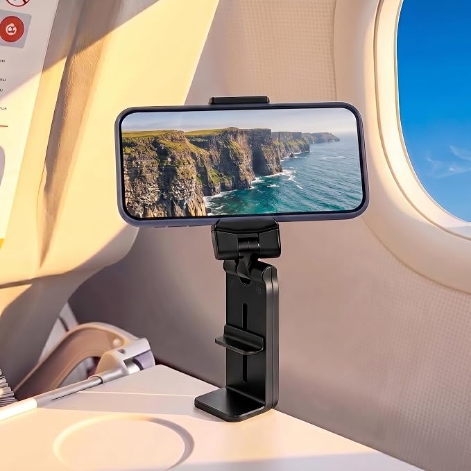 Hands-Free Airplane Phone Holder - Eye-Level Travel Mount for Flight Tray Table, Portable Clip-On Stand for Desk, Train, Luggage - Travel Essentials - Image 5