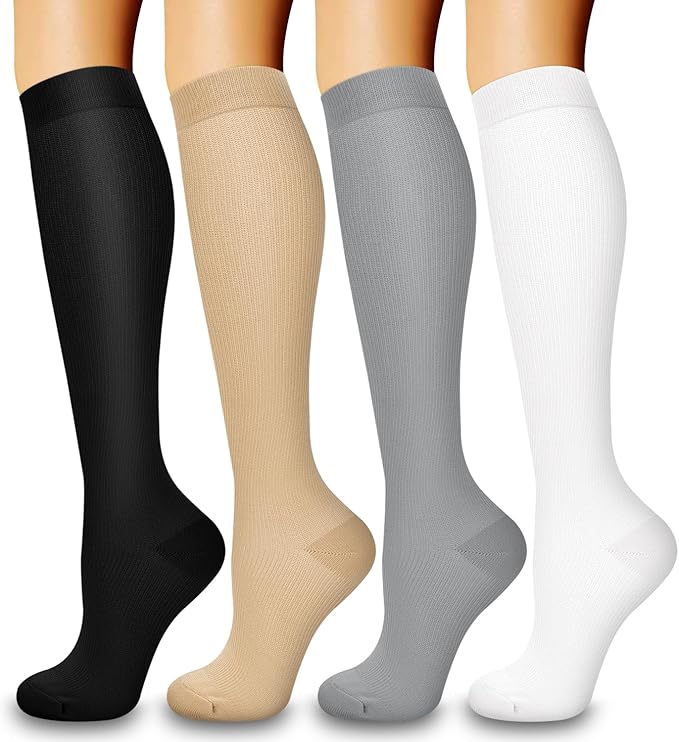 4 Pairs Compression Socks for Women and Men-Circulation Best Support Socks for Running,Athletic,Cycling by Bluemaple