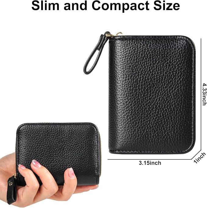 Credit Card Wallet, RFID Card Case Wallet, Zipper Card Cases Holder for Men Women, RFID Blocking, KeyChain Wallet, Compact Size Card Organizer Case for Women - Image 4