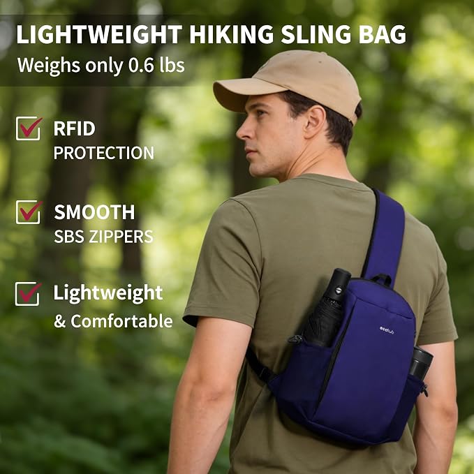 ECOHUB Anti-Theft Crossbody Bag Men Women RFID Blocking Lightweight Sling Backpack Water Resistant for Travel Hiking Outdoor - Image 2