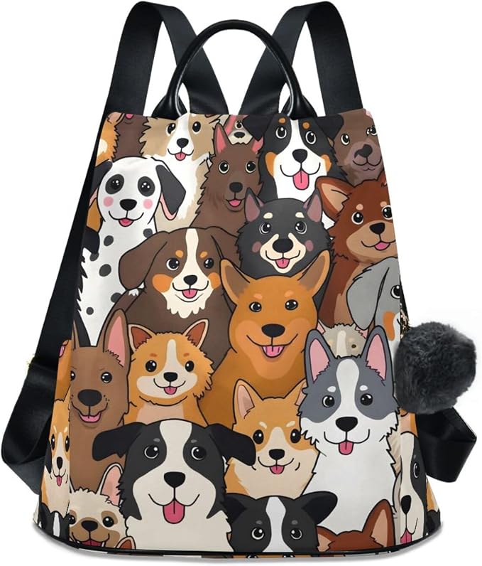 ALAZA Cute Dog Prints Puppy Animal Backpack Purse for Women Anti Theft Fashion Back Pack Shoulder Bag by ALAZA