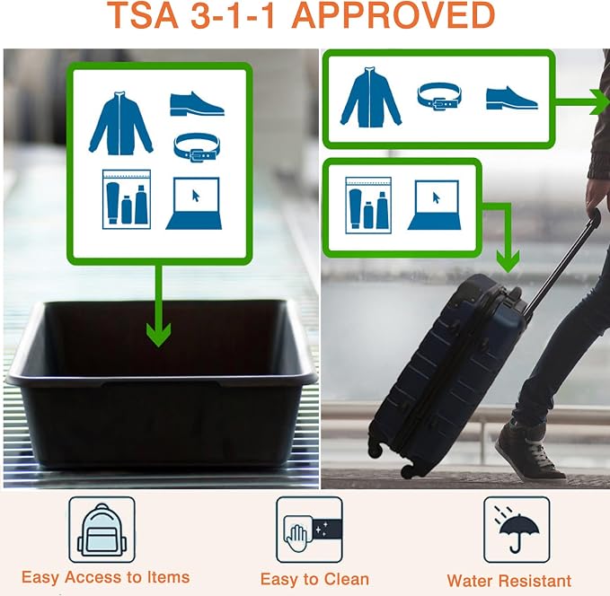XEWEA 2PCS Large TSA Approved Clear Travel Toiletry Bags For Men Women | Transparent Makeup Cosmetic Bag with Handle Pocket, Waterproof PVC Quart Organizer for Toiletries Airline Essential, Black - Image 5