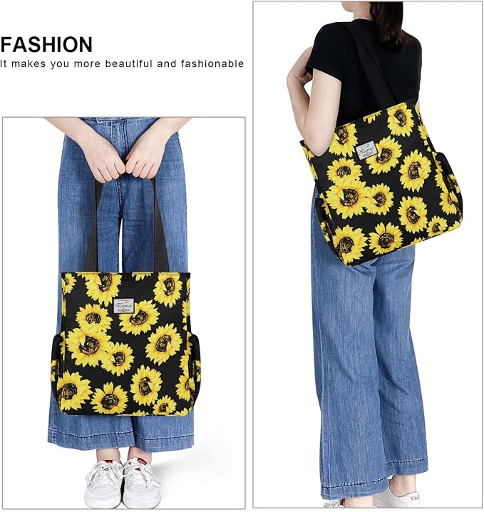 KAMO Floral Tote Bag - Waterproof Lightweight Handbags Travel Shoulder Bag for Hiking Yoga Gym Swimming Travel Beach - Image 6