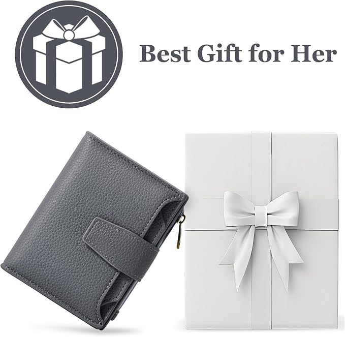Small Wallet Women RFID Blocking Soft Leather Bifold Compact Card Holder Wallet for Women with Zipper Coin Pocket 4 ID Window - Image 7