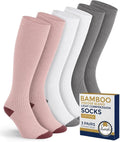 Pembrook® Bamboo Viscose Light Compression Socks - 3 Pairs | 8-15 mmhg Compression Socks | Knee High Comfort Support Socks by Pembrook