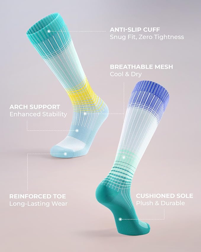 FITRELL 4 Pairs Compression Socks for Women & Men, 15-20mmHg Circulation Support for Athletic Travel Daily Wear - Image 5