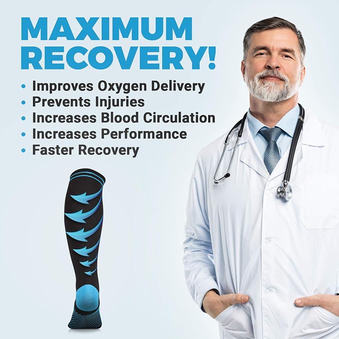 POWERLIX Compression Socks for Women & Men (Pair) for Neuropathy Swelling Pain Relief 20-30 mmHg Medical Knee-high Stockings - Image 3