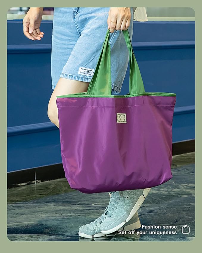 Everyday Reusable Grocery Bag, Lightweight Foldable Tote with Comfortable Handle for Daily Errand, Travel, Car Use - Image 2