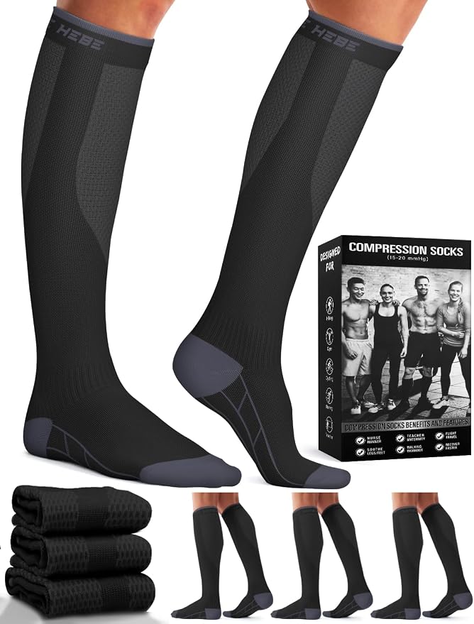 3 Pack Medical Compression Sock-Compression Sock For Women and Men Circulation -Best for Running,Nursing,Athletic Sports by LaiteHebe