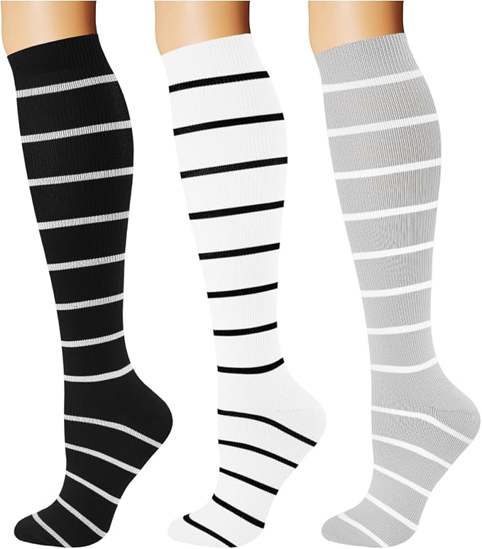 Breslatte Compression Socks for Women Men 15-20 mmHg | Graduated compression stockings knee high athletic support socks for travel running flying nurse pregnant by Breslatte