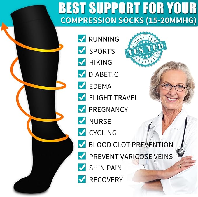 Copper Compression Socks for Women & Men (6 pairs) - Best Support for Nurses, Running, Hiking, Recovery - Image 5