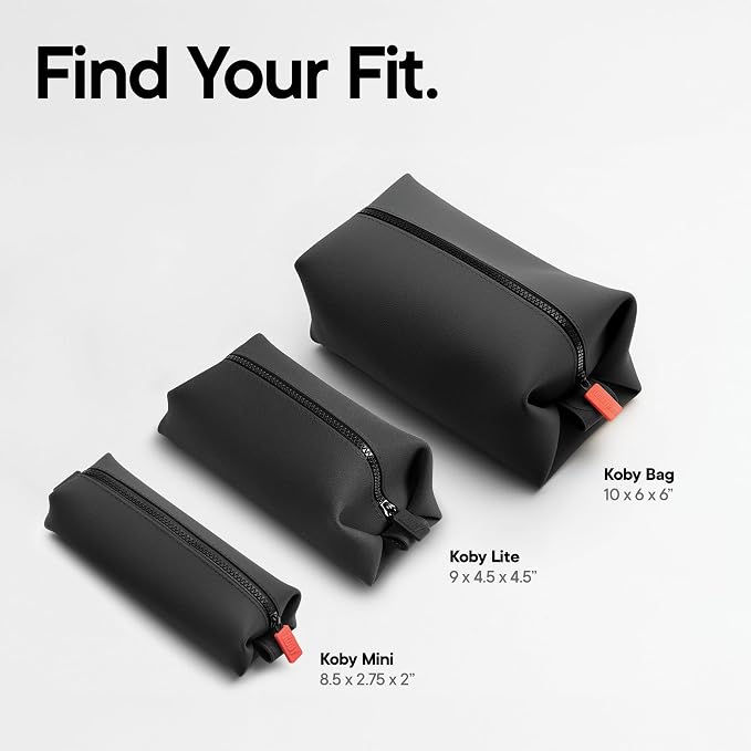 TOOLETRIES The Koby Dopp Kit Toiletry Bag – Original 10”x 6”x 6”, Charcoal | Compact silicone leak-resistant travel toiletry bag with a heavy-duty zipper that's easy to clean. - Image 9