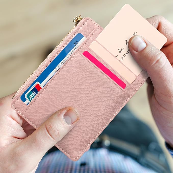 Valentoria Slim RFID Blocking Card Holder Small Pocket Wallet Keychian Zipper Coin Purse Mini Cash & Coin & Cards Case for Women Men | Slim - Image 4