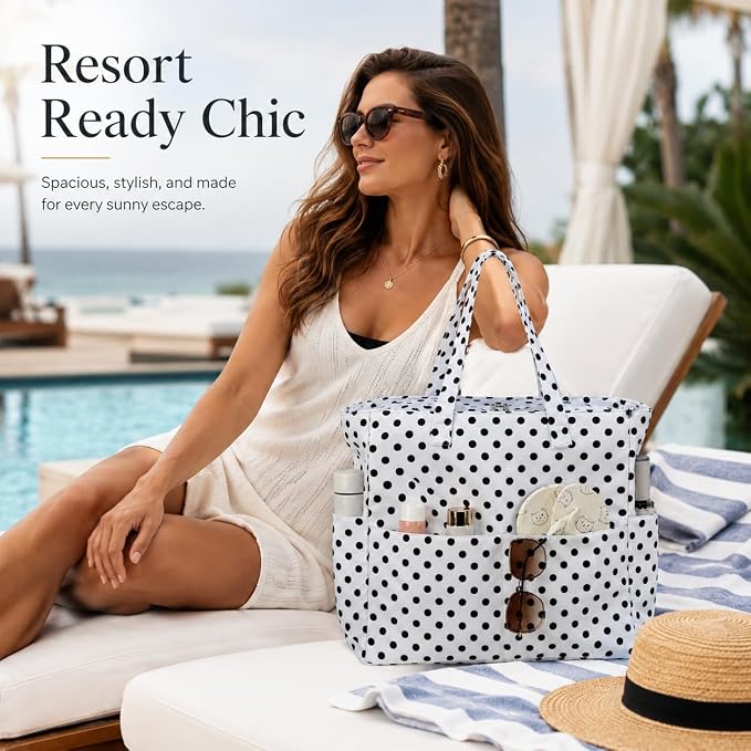 LEDAOU Beach Bag Waterproof Sandproof Women Beach Tote Pool Bag with Zipper for Swim Gym Grocery Travel with Wet Pocket | Sandproof - Image 2