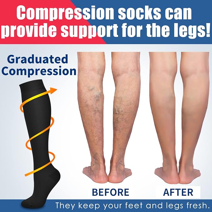 4 Pairs-Compression Socks for Women&Men Circulation-Best Support for Nurses,Running,Athletic - Image 2