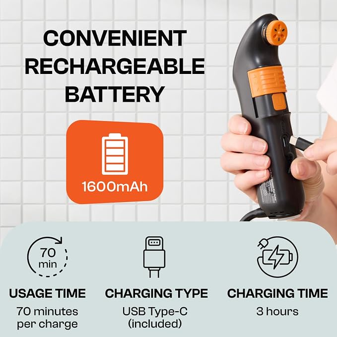 Portable Bidet for Travel & Camping – Electric High Pressure Rechargeable Bidet for Women & Men | 2.5L Bottle | 1300ML/Min Flow | USB-C | 1600mAh Battery | USA Brand – Spray Mate Jumbo (Black) - Image 6