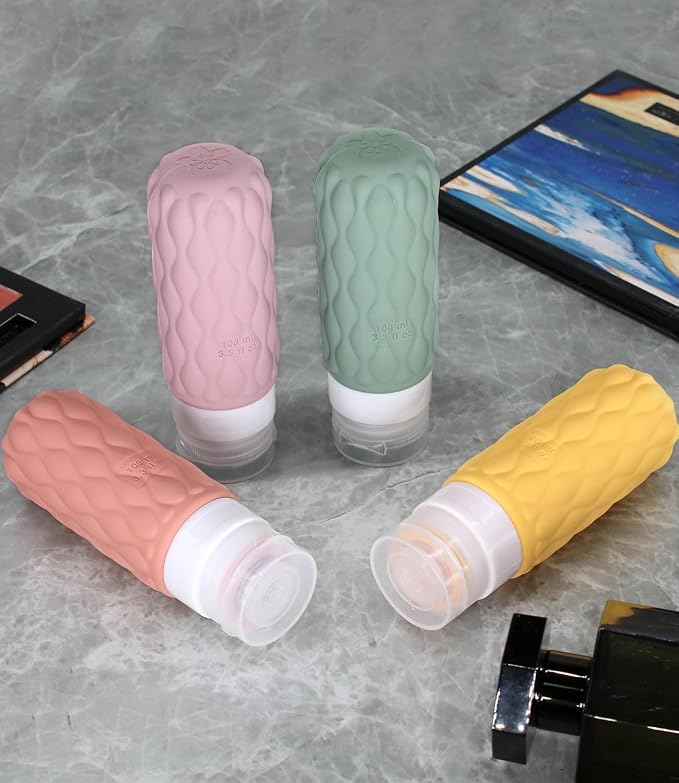 3.4oz Silicone Travel Bottles for Toiletries Refillable Liquid Accessories | for Shampoo and Conditioner, TSA Approved Leakproof Squeeze Bottles Travel-friendly with Labels/Clear Bag - Image 7