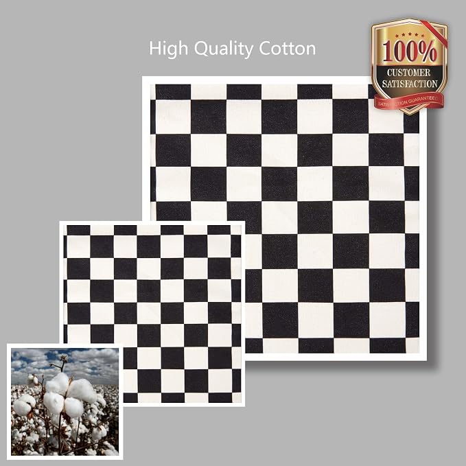 TOPDesign 1-Pack Canvas Tote Bag with an External Pocket, Reusable Grocery Shopping Bag, Top Zipper Closure, Daily Essentials (Checkerboard) - Image 7