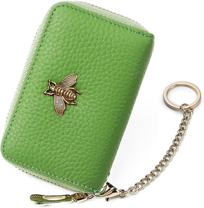 imeetu RFID Credit Card Holder, Small Card Wallet Women, Leather Card Case | Genuine Leather Women's Card & id Cases, Change Coin Purse with Zipper Keychain id Window, 20 Colors & 3 Styles, Daily, Gifts by imeetu