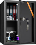 2.2 Cu Ft Medium Safe with Key, Lock Box for Money Cash Jewelry | Safe Box Coffre Fort, Steel High Security Safety Box for Home/Office/Hotel by WASJOYEUS