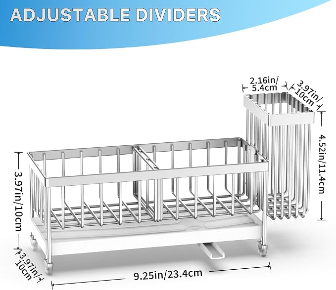 Cisily Sponge Holder for Kitchen Sink, Sink Caddy Organizer with High Brush Holder, Kitchen Countertop Organizers and Storage Essentials, Rustproof 304 Stainless Steel (Silver, 9.25″) - Image 2