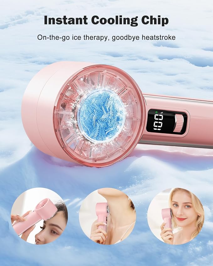 AMACOOL Handheld Fan with Ice Cooler, Mini Portable Cooling Fan | Gifts for Mom Her Women Girl, Small Yet Powerful, Personal Hand Fans for Travel Essentials Beach Outdoor Makeup - Image 2