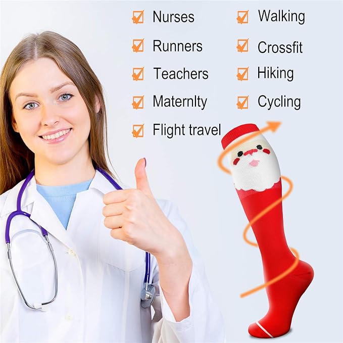 QUXIANG Compression Socks for Women & Men 15-20 mmHg, Best for Medical, Nursing, Running, Athletic, Varicose Veins, Travel - Image 4