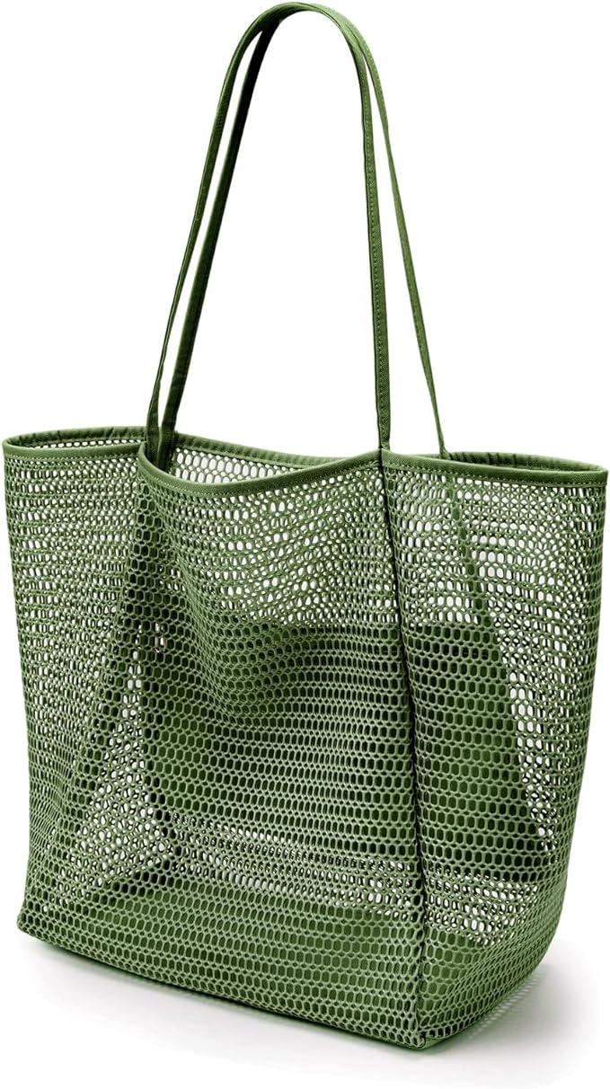 KALIDI Beach Mesh Tote Bag, Casual MAX 23L Summer Foldable Hobo Bag Women | Sandproof Widen Strap Large Shoulder Bag For Lake Pool Vacation Travel Picnic Grocery Market Shopping Carrier by KALIDI