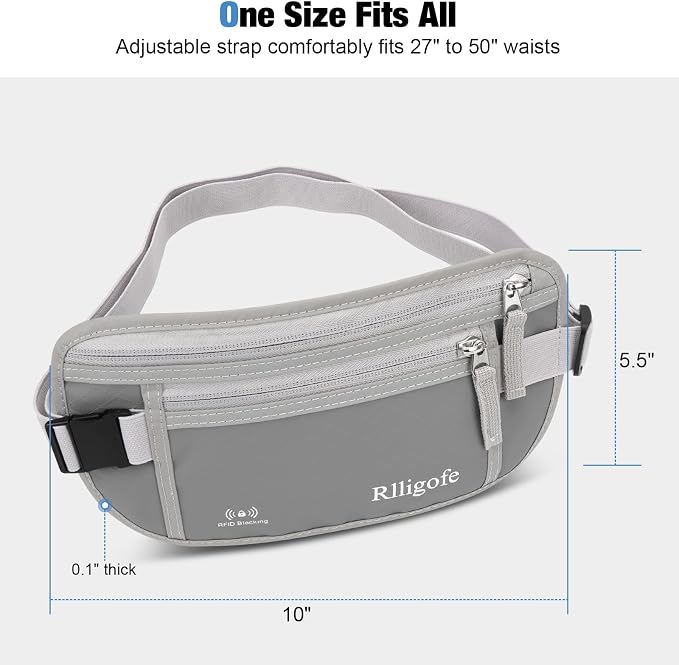 Money Belt for Travel Women and Men Hidden - Slim RFID Blocking Travel Wallet with Secure Anti-Theft Pouch, Passport Holder for Passport, Credit Cards, Cash Under Clothes - Image 8