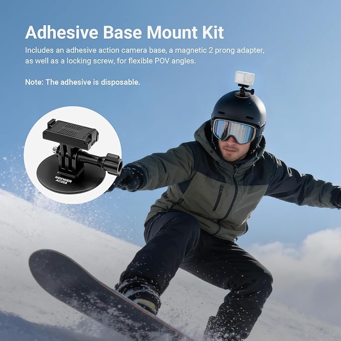 NEEWER AC058 Adhesive Base Mount Kit Compatible with DJI GoPro Cameras | For Osmo Nano/360/Action 6 5 Pro 4 3, Magnetic Quick Release Adapter Stand, Action Camera Accessories for POV Video Recording - Image 3