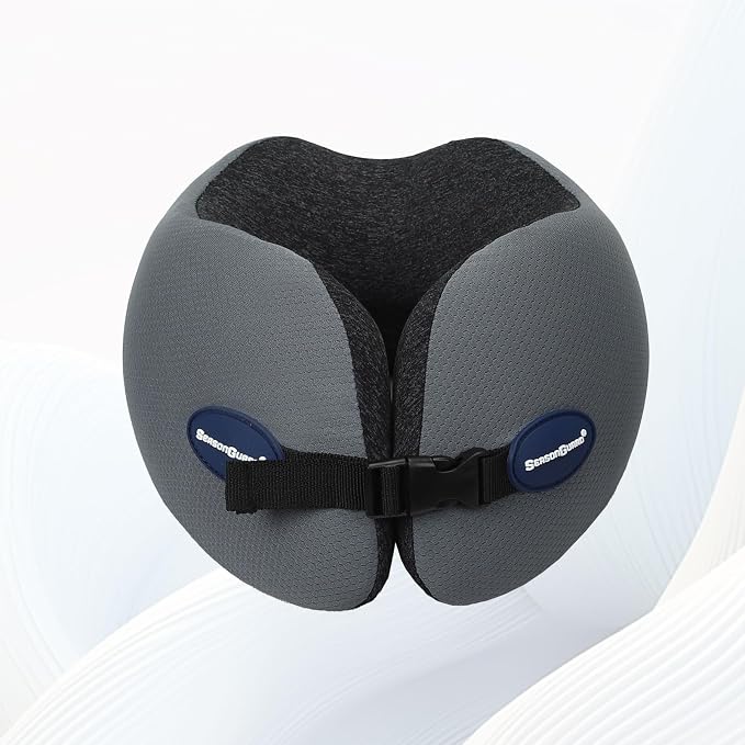 Season Guard Travel Neck Pillow for Airplane Car Flight - Dual-Core Memory Foam Pain Relief Pillows for Sleep - Best Traveling Essential Accessories for Rest - Head Cushion for Women Adult Kids - Image 7