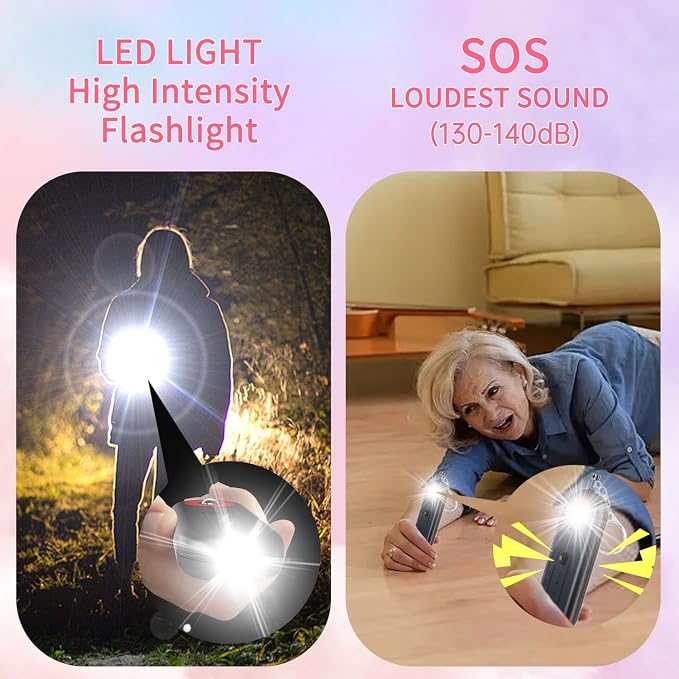Rechargeable Personal Safety Alarm for Women - 130dB Self Defense Keychain Siren Whistle with SOS Strobe Light, Low Battery Notice - Emergency Security Safe Protection Devices, College Essentials - Image 2
