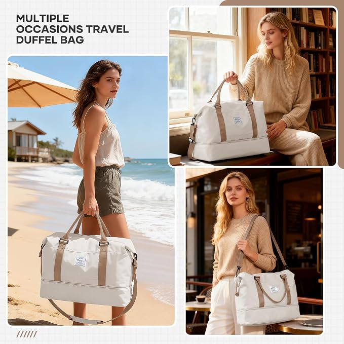 Travel Duffel Bag, Sports Tote Gym Bag, Shoulder Weekender Overnight Bag for Women - Image 3