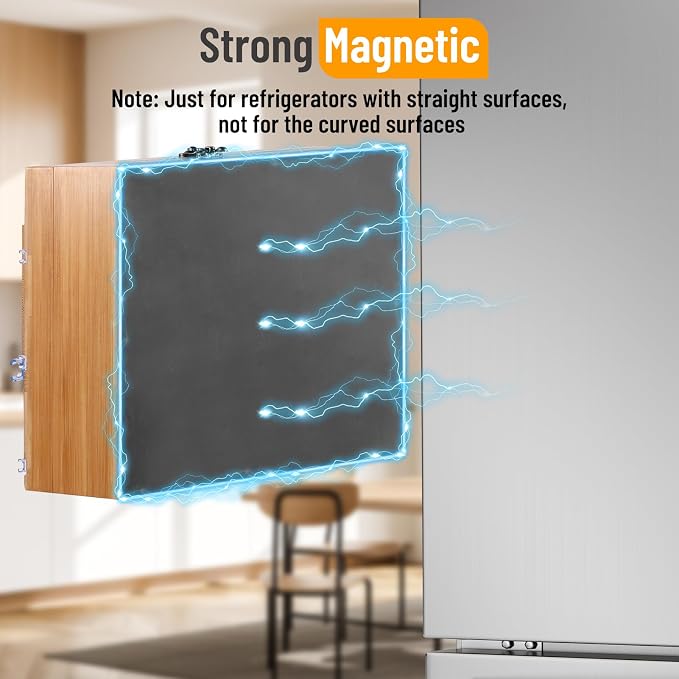 Allinside Magnetic Plastic Wrap Dispenser with Cutter, 3 in 1 Refrigerator Bamboo Wood Organizer for Tin Foil, Baking Paper, Wax Paper Holder Kitchen Storage Box Compatible with 12.9" Roll (3 Layer) - Image 2