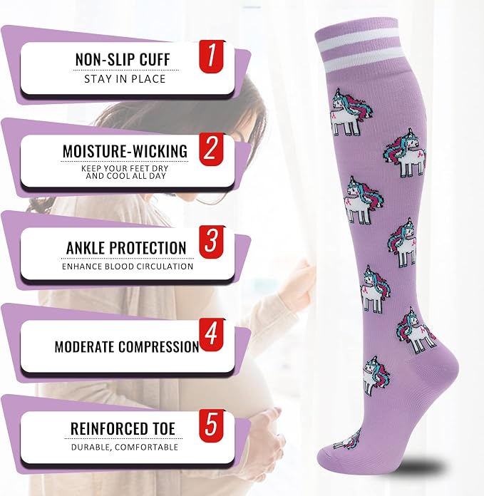 fenglaoda Compression Socks for Women Men 3 Pairs Graduated Compression Support Circulation Socks for Nurses - Image 3