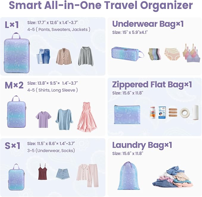 Cambond Compression Packing Cubes for Travel - Luggage Suitcase Organizer | Compression Zip Design for Space-saving, Expandable, Lightweight, Keep Clothes Sorted, Luggage Space Tidy, Carry on Pack Fast - Image 2