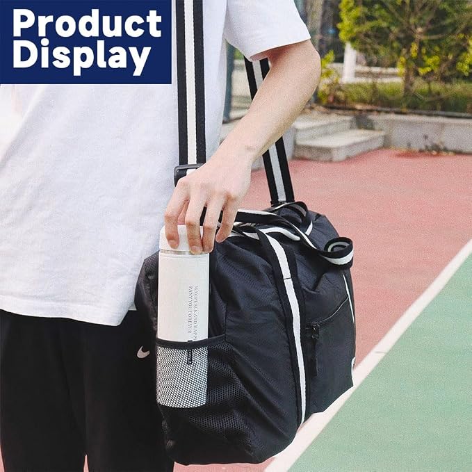 Carry On Travel Bag, Lightweight Foldable Packable Tote Bag 25L | Water Repellent, Expandable Travel Duffle with Luggage Sleeve and Shoulder Strap for Men Women - Image 7