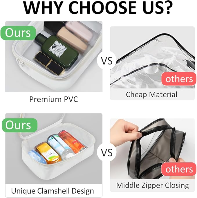 Moyad TSA Approved Toiletry Bag Clear Quart Size Travel Bags Makeup Bag | Large Opening, for Men and Women, Carry on Airline Compliant, Transparent Liquids Pouch, Beige - Image 4