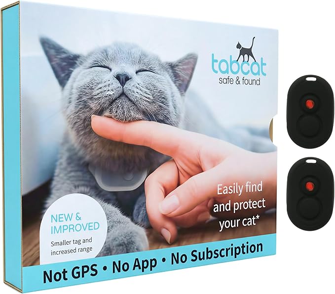Tabcat V2 Cat & Kitten Tracker - More Accurate Than GPS - No Monthly Fee or Subscription - Includes 2 Homing Tags - Up to 150m Range - Small & Lightweight Tags Perfect to Find Indoor & Outdoor Cats by TabcatCatTracker