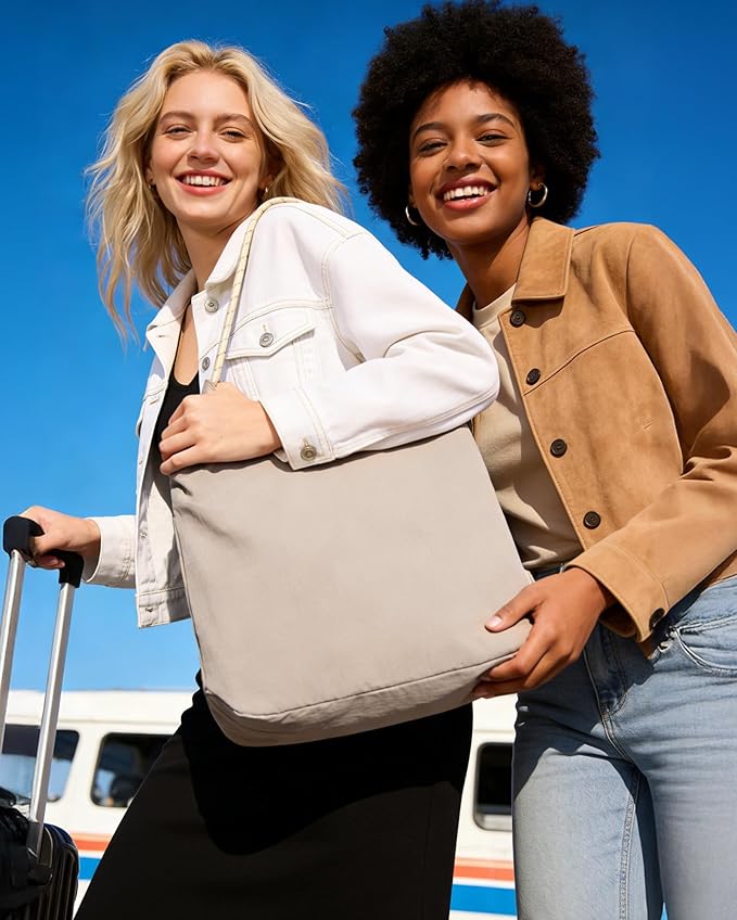 BAGSMART Tote Bag for Women, Travel Tote Beach Bag with Zipper for Gym - Image 3