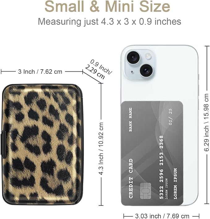 Coco Rossi Credit Card Holder RFID Aluminum Small Mini Wallet Women | Metal Wallet, Business Cards Holder, ID Case, Slim Sleeves, Womens Girls Gift, Carry Proof Wallets for Travel, Leopard - Image 5
