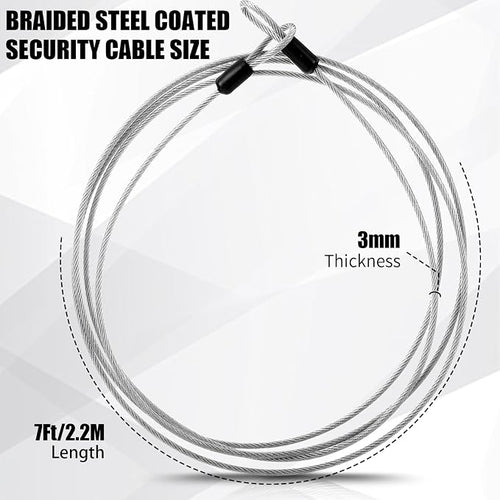 12 Pack Security Cable Luggage Lock with Loops 7 ft 3mm Braided Steel Coated Bike Cable Wire Double Loop Anti Theft Safety for U Lock, Padlock and Disc(Clear) - Image 2