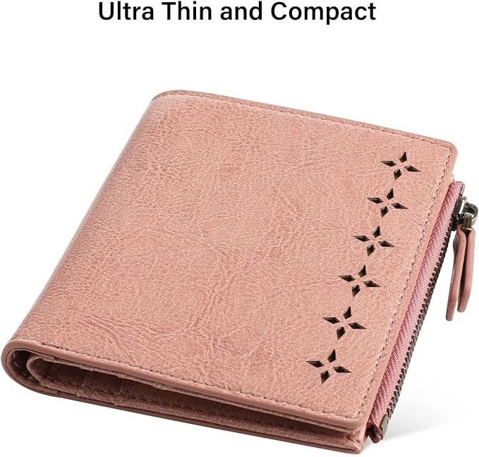 Ultra Thin Small Compact Leather Womens Girls Wallets RFID Blocking Credit Card Holder for Women - Image 3